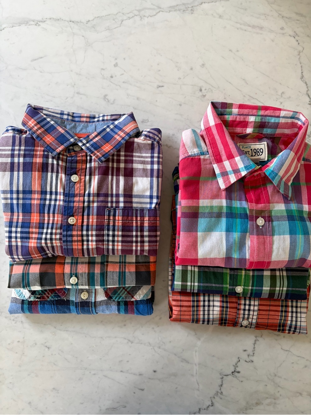 Bundle of 6 Boys Size 10 Cotton Plaid Button Down Shirts